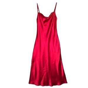 Bebe Dress Womens Small Red Slip‎ Dress Cowl Neck Date Lingerie Inspired Sexy